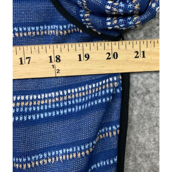 Ming Wang Womens Cardigan Striped Sweater Jacket Knit Career Quiet Luxury Blue L - Picture 10 of 16